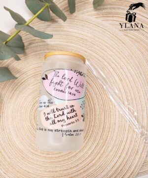 Glass Cup with Bamboo Lid & Straw