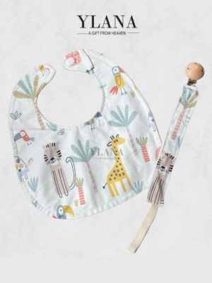 Baby bib + baby pacifier holder